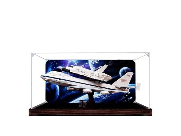 Acryl-Vitrine für Lego 10360 Space Shuttle Transport Bauset, klare Vitrine, staubdichte Vitrine, kompatibel mit Lego 10360 (nur Vitrine) (Hintergrund 3 mm A)