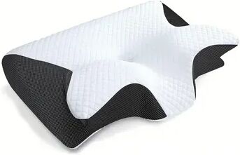 Uplifted Trends Contoured Memory Foam Pillow For Neck Pain Relief Butterfly Shaped Comfortable Sleep Pillow For Stomach & Neck Support black