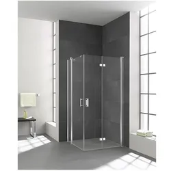Kermi Diga Eckeinstieg-Hälfte Pendeltür mit Festfeld DIEPR110182AK 110x185cm, auf DW, weiß, ESG klar, rechts