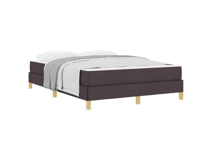 PUGYNBK Boxspringbett, Dunkelbraun, 140 x 200 cm, Stoff Taschenfederkernmatratze, mittlere Festigkeit, Holzsockel, schwarze Beine glänzend