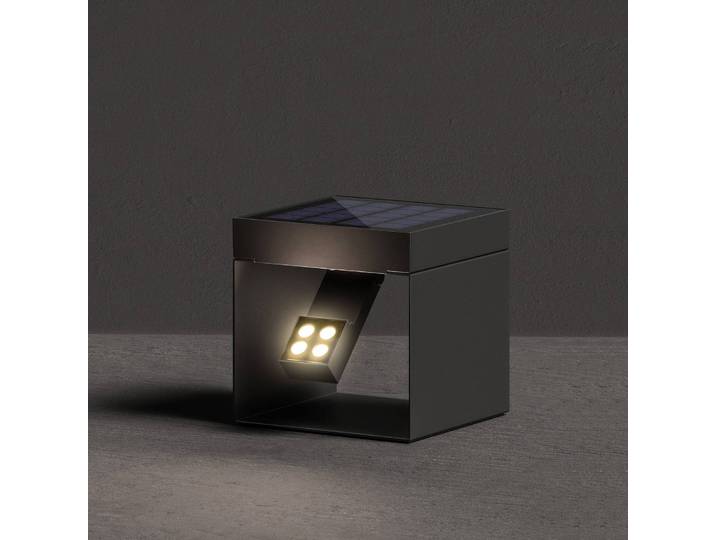 KLEWE LED-Solar-Gartenstrahler Alea anthrazit 15 x 15cm IP65, schwarz, Aluminium, Modern, Solarleuchten
