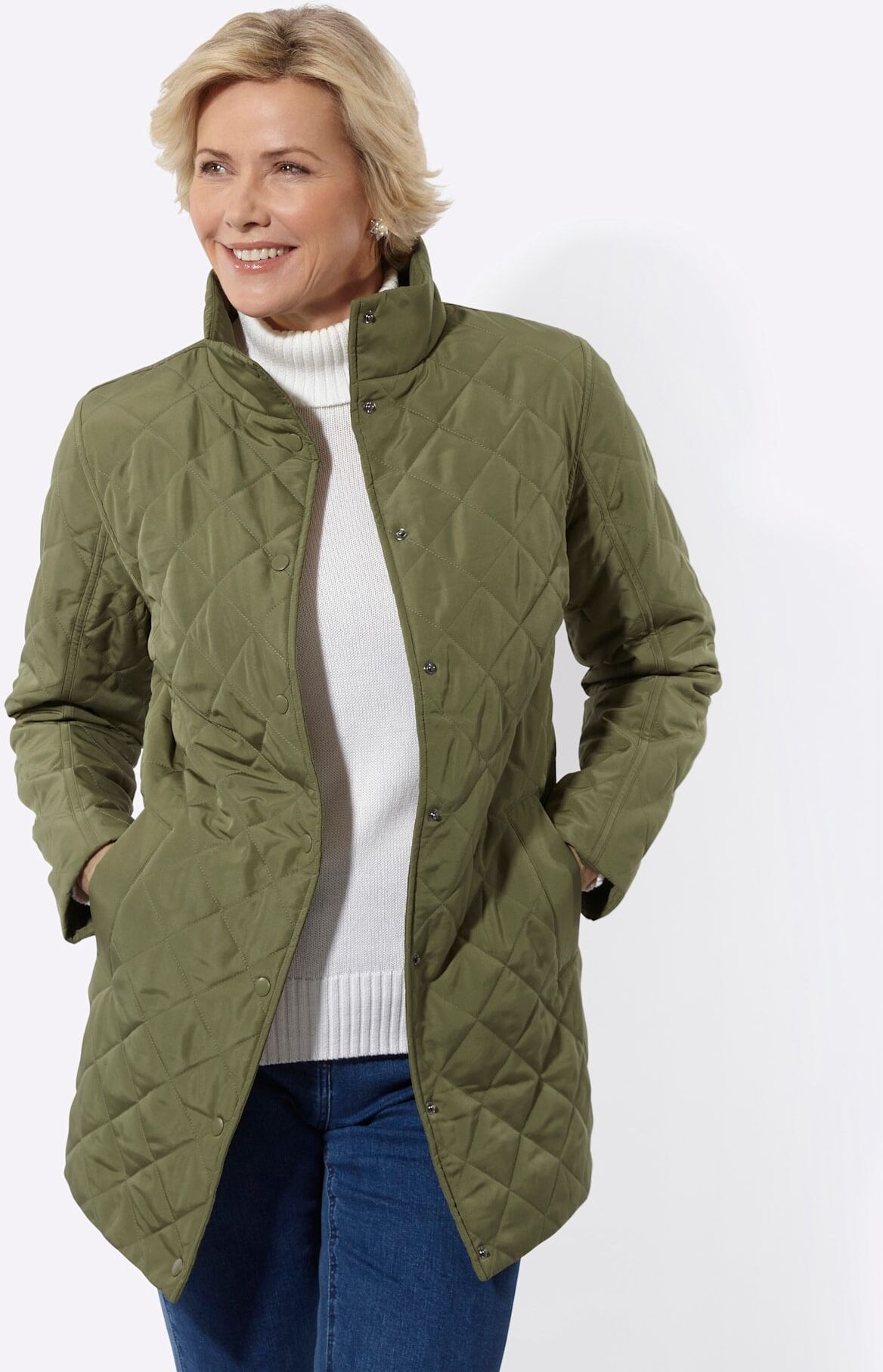 Steppjacke CLASSIC BASICS, Damen, Gr. 42, oliv, 100% Polyester, unifarben, Jacken Steppjacke oliv 42