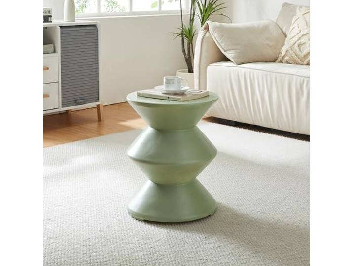 [en.casa] Beistelltisch Kyppeslo Outdoor Indoor Wohnzimmertisch 47 x Ø36,5 cm Nachttisch Gartentisch fertig montiert Balkontisch Sofatisch Leichtbeton Mintgrün