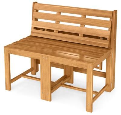 Costway 3-in-1 Outdoor Acacia Wood Loveseat Bench Furniture with Slatted Seat