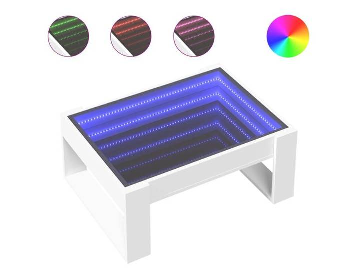 Petite Table Basse Table de Salon VIDAXL avec LED infini blanc 70x53x30 cm @@1621