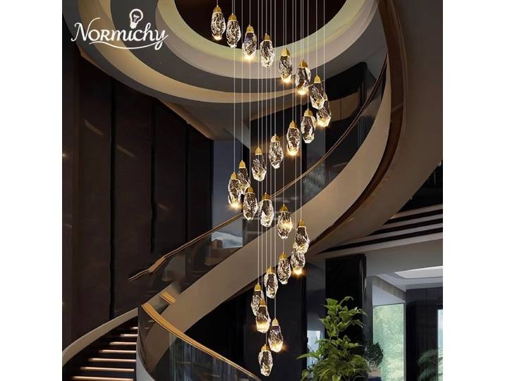 Lustre d'escalier créatif de luxe léger, lampe suspendue LED spirale moderne pour loft, appartement, villa, duplex, éclairage intérieur, décoration maison