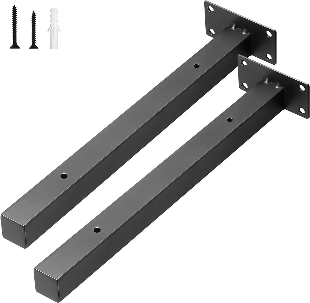 Zwarte zwevende plankdragers met holle constructie, 30 cm