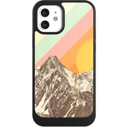 Nivocase Hülle für Apple iPhone 12 Handyhülle NIVOcore Case Schwarz Berg Retro Sonnenschein (Apple iPhone 12), Smartphone Hülle, Schwarz