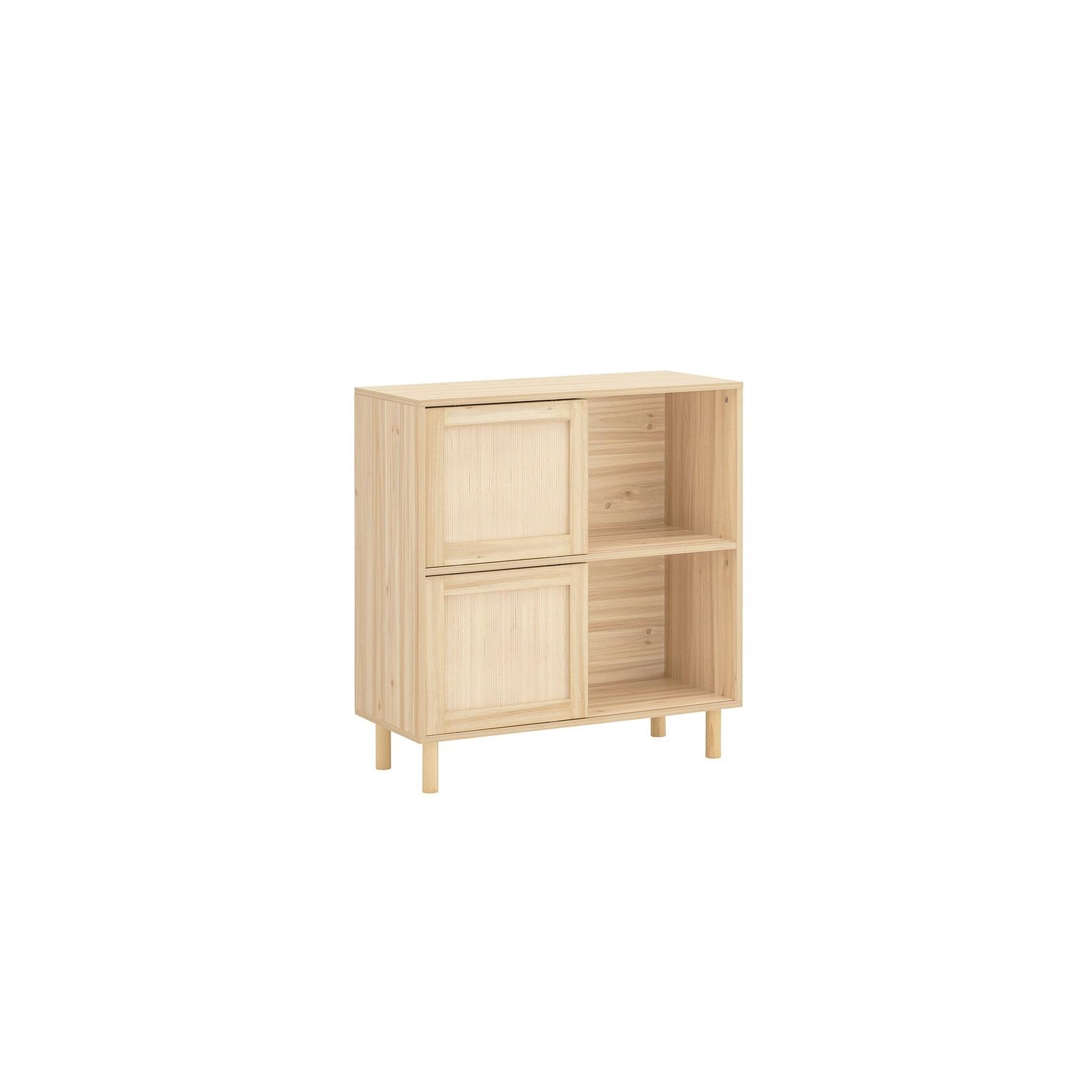 SoBuy Sideboard mit 2 Türen Holzfarbe 80x35x87cm Klassisch