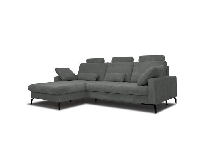 Ecksofa mit Schlaffunktion Grau Cord 302 x 91 x 180cm Funktion links mit Schlaffunktion Modern