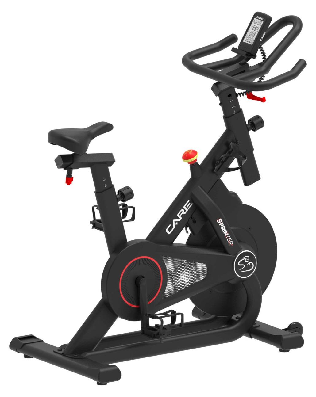 CARE SPRINTER - Indoor-Bike - 15 kg Schwungmasse - Display mit 8 Funktionen - Magnetischer Widerstand mit Mikro-Einstellung - Professioneller Einsatz oder Heimgebrauch
