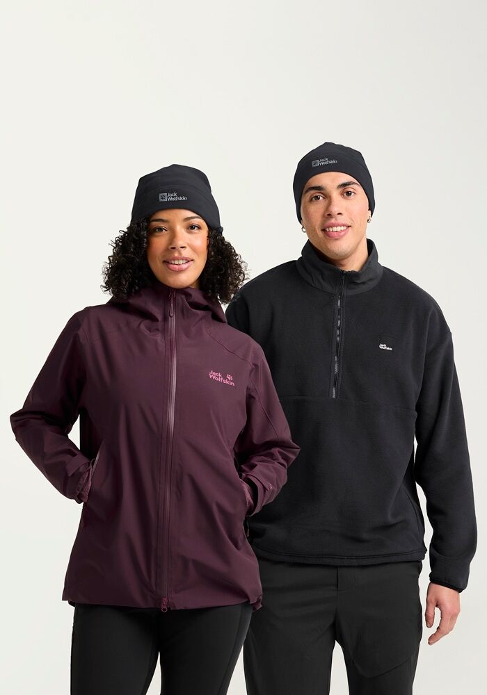 Beanie JACK WOLFSKIN "REAL STUFF BEANIE", Gr. onesize, schwarz, Polyester, Mützen Beanie schwarz onesize