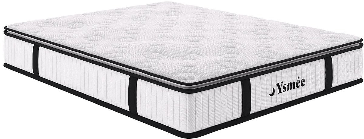 YSMÉE American Dream Bedset met opbergruimte en matras met pocketveren, Licht houteffect, 180 x 200 cm