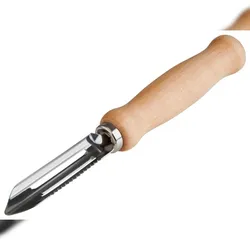 Gravidus Sparschäler 15cm mit feststehende Edelstahl Doppelklinge aus Buche