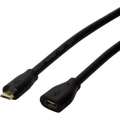 LogiLink USB-Kabel USB 2.0 USB-Micro-B Stecker, USB-Micro-B Buchse 1.00 m Schwarz CU0121