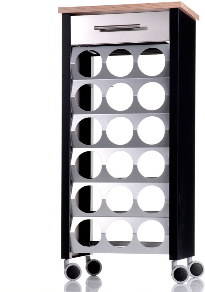 Belfry Kitchen Nena 18 Bottle Floor Wine Bottle Rack Black/Oak 93cm H X 43cm W X 30cm D