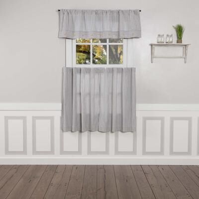VHC Brands Farmhouse Ticking Blue Valance