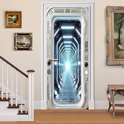 3D-Aufzugstür-Wandaufkleber, realistische optische Täuschung, selbstklebende, wasserfeste Vinyl-Abdeckung für modernes Homeoffice