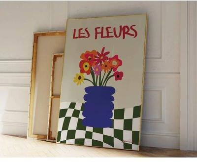 Uplift Treasures Retro Beige Floral Line Canvas Wall Art 13 15.75 23.62 In