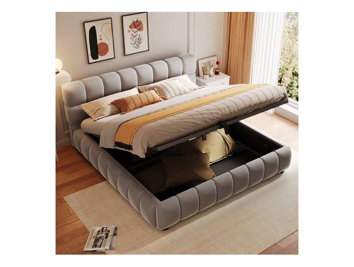 HAUSS SPOLE Polsterbett 140x200 mit matratze Jugendbett mit Bettkasten,Stauraumbett
