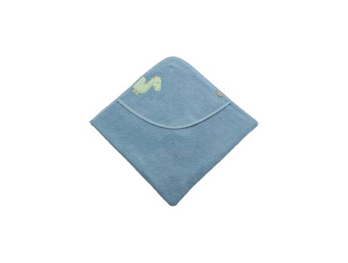 Sterntaler Kapuzenbadetuch 80x80 cm Dino Rexi - Badetuch mit Applikation auf der Kapuze - Babybadetuch aus saugfähiger Baumwolle, blau