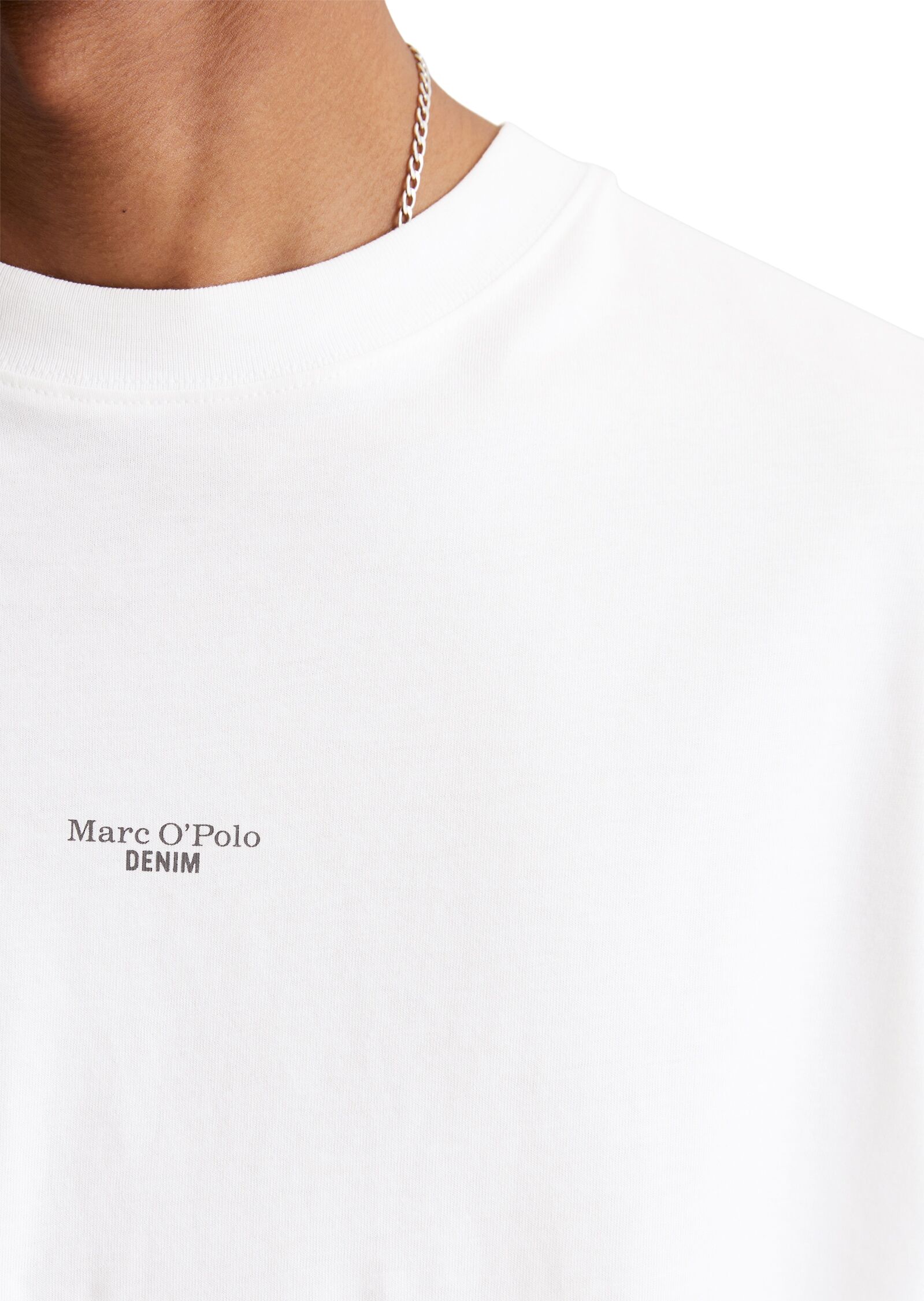 Marc O' Polo T-Shirt MARC O'POLO DENIM, Herren, Gr. XL, weiß, Jersey, Obermaterial: 100% Baumwolle, Shirts T-Shirt, mit Labeling vorne mittig