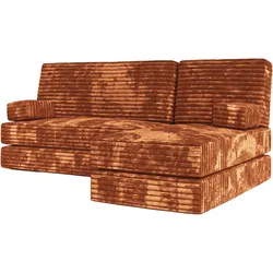 ECKSOFA NOTIA modulares Boneless Sofa mit Schlaffunktion Braun Kordstoff