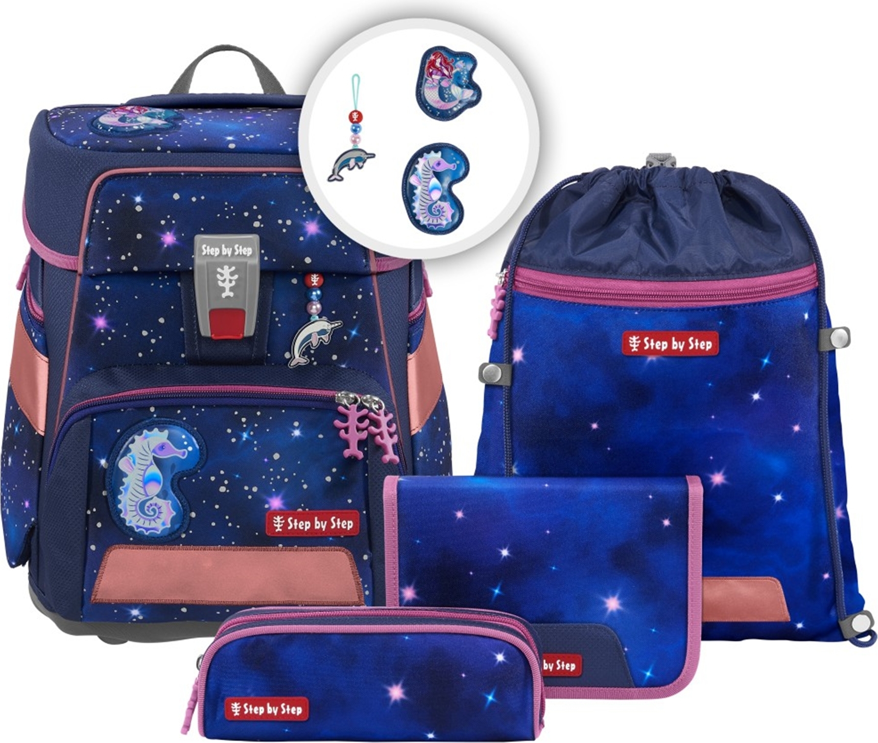 Step by Step Ranzen-Set SPACE REFLECT "Star Seahorse Zoe" 5-teilig