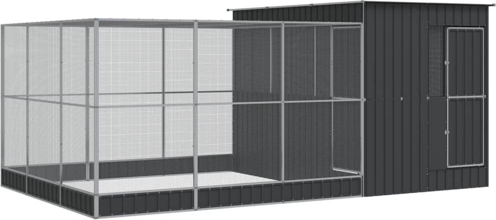 vidaXL Volière avec extension argenté 497x303x216 cm acier