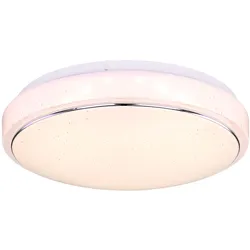 LED Deckenleuchte Sterneneffekt Wohnzimmerlampe weiß Deckenlampe Sternenhimmeleffekt, Chromring, 18W 1300Lm warmweiß, DxH 28,5x7,5 cm