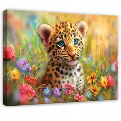 LEINWANDBILD Tiere Panther Bunt 100x70 cm
