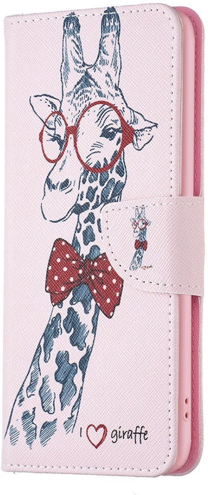 INCOVER Nokia X30 Læder Flip Cover m. Pung & Print - Giraf