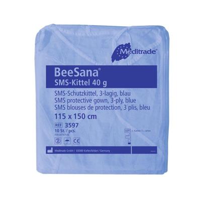 Meditrade BeeSana SMS-Kittel | 40 g | 50 Schutzkittel | blau | Schutzkleidung