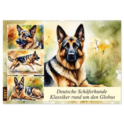 Deutsche Schäferhunde - Klassiker rund um den Globus (Wandkalender 2027 DIN A2 quer), CALVENDO Monatskalender