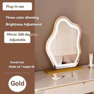 Uplift Picks Cloud LED Makeup Mirror Lighted Desktop Vanity Mirror For Bedroom gold W 45 * H 58
