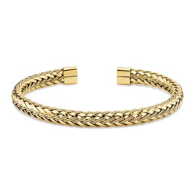 Armspange FIRETTI "Schmuck Geschenk Edelstahlarmband in geflochtener Optik", gold (gelbgoldfarben), Armbänder, Damen, 19cm, Edelstahl, Armspange