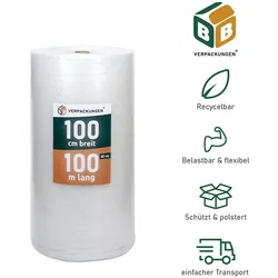 BB-Verpackungen GmbH 2 x Luftpolsterfolie (1,0 x 100 m) 2-lagig 60 my Schutzfolie Noppen Versandfolie Polster Verpacken Knallfolie Transport BB-Verpackungen
