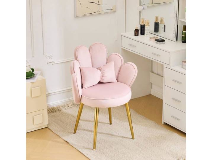 VINGLI Fauteuil de Salon Chaise Coiffeuse Fauteuil Bureau Fauteuil d'Attente Chaise de Bureau en Velours 69 x 45 x 83 cm Rose
