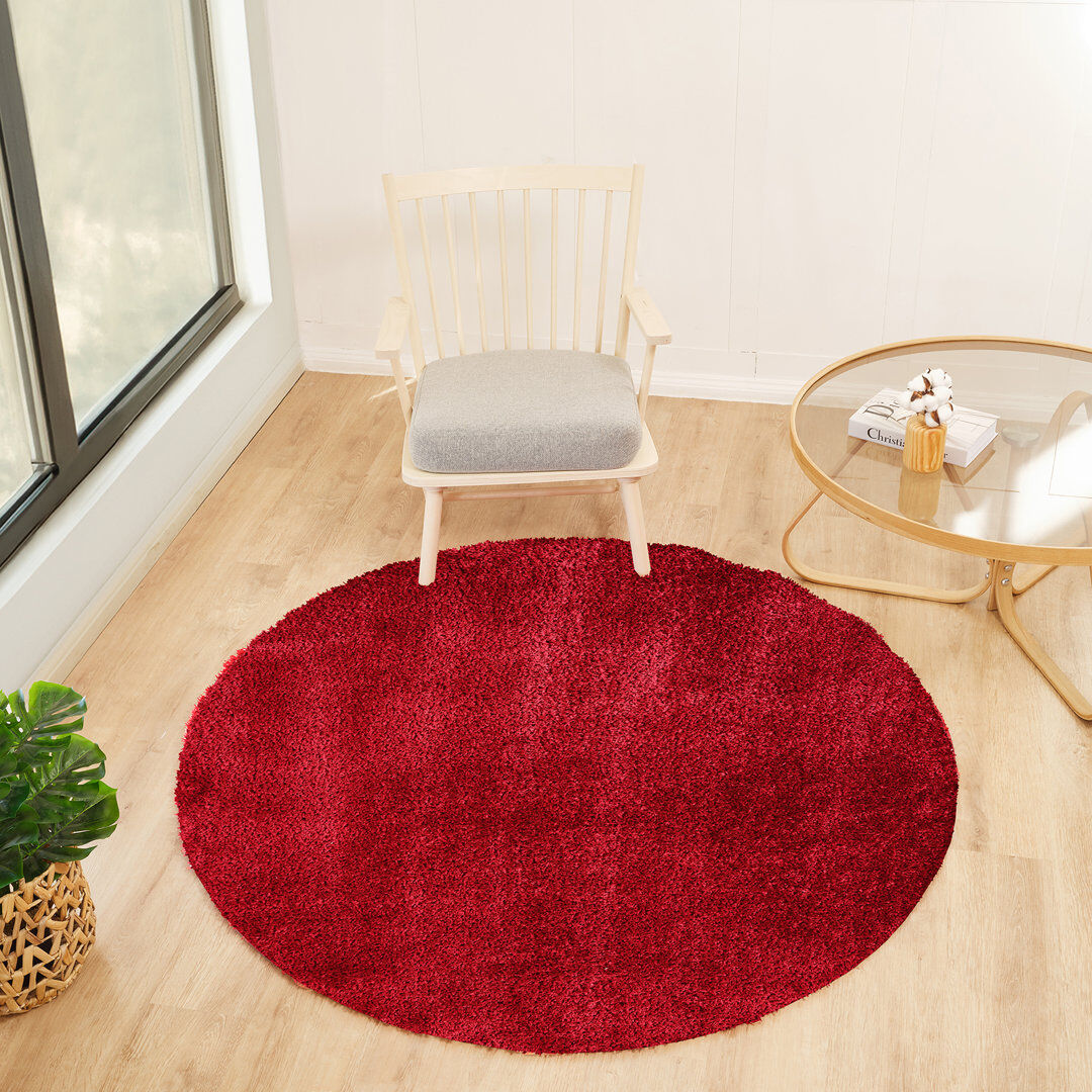 Wade Logan Ridout Power Loom Rug Polyester/Haute Red Round 160 cm