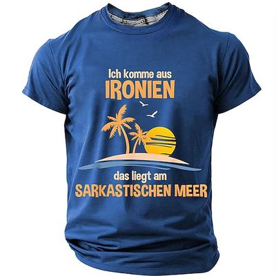 Lustiges Ironie Sarkasmus Herren Graphic T-Shirt Deutsches Wortspiel 'Ich komme aus der Ironie' Tropisches Design T-Shirt