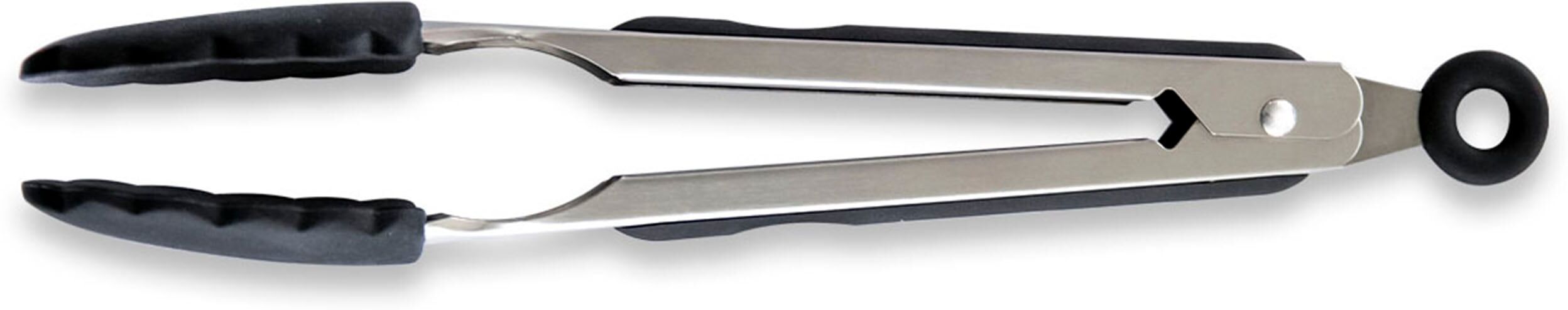 Grillzange HENSSLERS, schwarz, B:3,5cm H:4cm L:26,5cm, Edelstahl, Küchenzangen, Grillzange, rutschfester Silikon und Klickverschluss