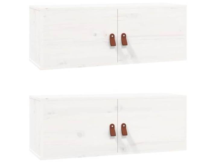 2 Stück Wandschrank Weiß 80x30x30cm Kiefer massiv Kiefernholz massiv, rustikale Astlöcher, Wandmontage, Montageanleitung enthalten, Platz auf dem Boden sparen