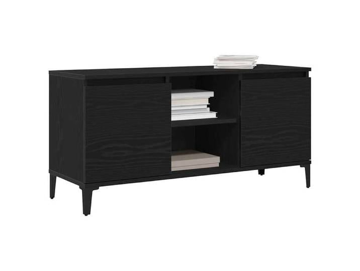 CHIC Noir Meuble TV Moderne - ZENCORE - MEUBLE DE SEJOUR - Cabinet TV - Chêne noir 102x35x50cm - Bois d'ingénierie 5377