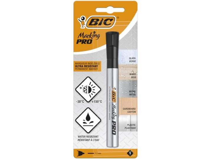 BIC Marking Pro, permanente markeerstift, extreem resistent, ronde punt, 1,1 mm, zwarte inkt
