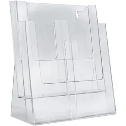 2 Prospekthalter, Polystyrol, hoch, Taymar 2 x A4 + 1/3 A4, PS, transparent