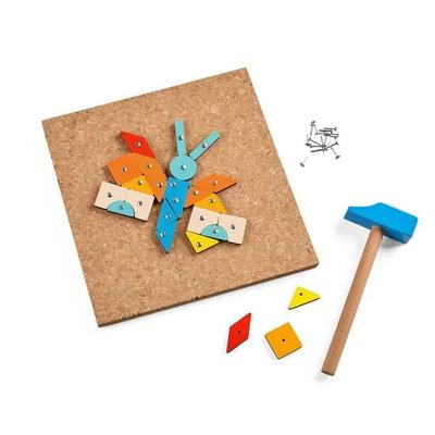 HABA 2013791001 - Hammer-Nagelspiel Geo-Formen, 60-teilig, Lernspiel