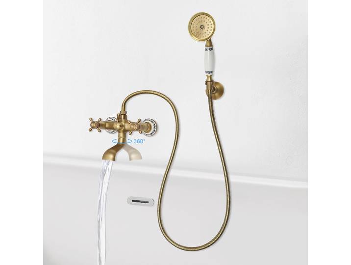 Ensemble de robinetterie de douche pour baignoire en laiton antique, robinet mélangeur mural pour baignoire, température constante intelligente, bobine en céramique