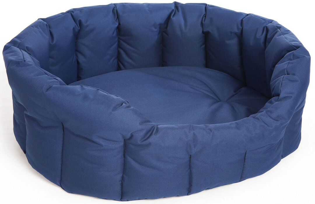 Archie & Oscar Ismael Oval Pet Bed Blue Medium (61cm W x 51cm D x 22cm H)