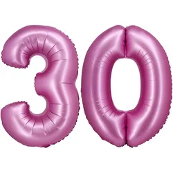 XL Folienballon pink matt Zahl 30