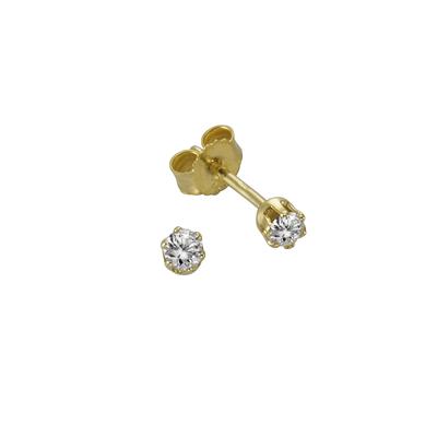 Paar Ohrstecker VIVANCE "333 Gold Zirkonia weiß 2,75mm", gelb (gelb, weiß), Ohrringe, Damen, one-size, Gold, Ohrstecker
